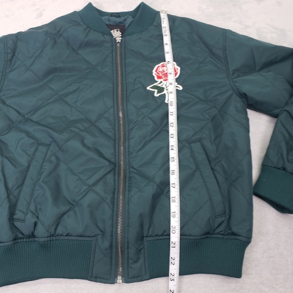 Empyre Quilted Bomber Jacket M Green Rose Embroidery Est 1999 - Picture 8 of 9